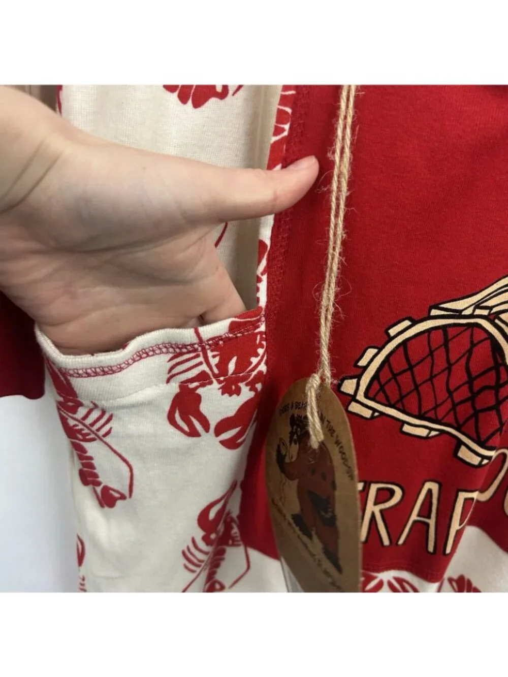 Lazy One Unisex Red White Trap Door Lobster Maine One Piece Pajamas Size Large - Picture 13 of 16